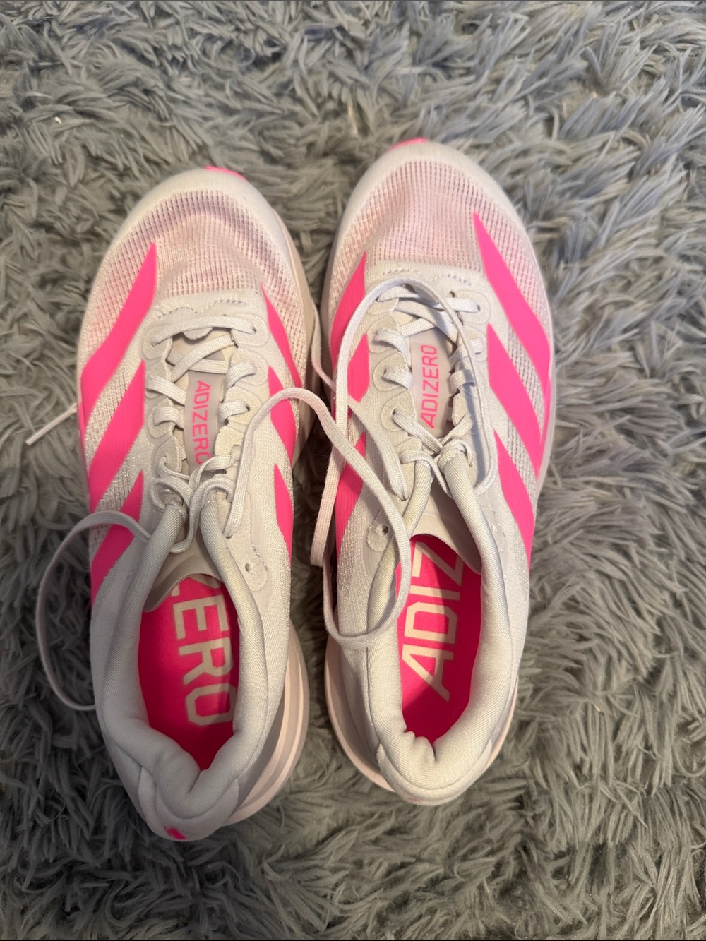 adidas Women's Adizero White and Pink Running Sneakers